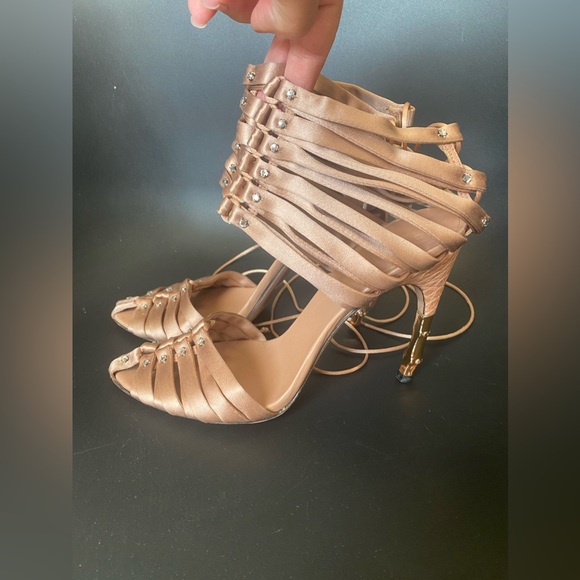 Tom Ford for Gucci iconic runway corset satin bamboo heels Sz. 7.5B - Picture 14 of 15